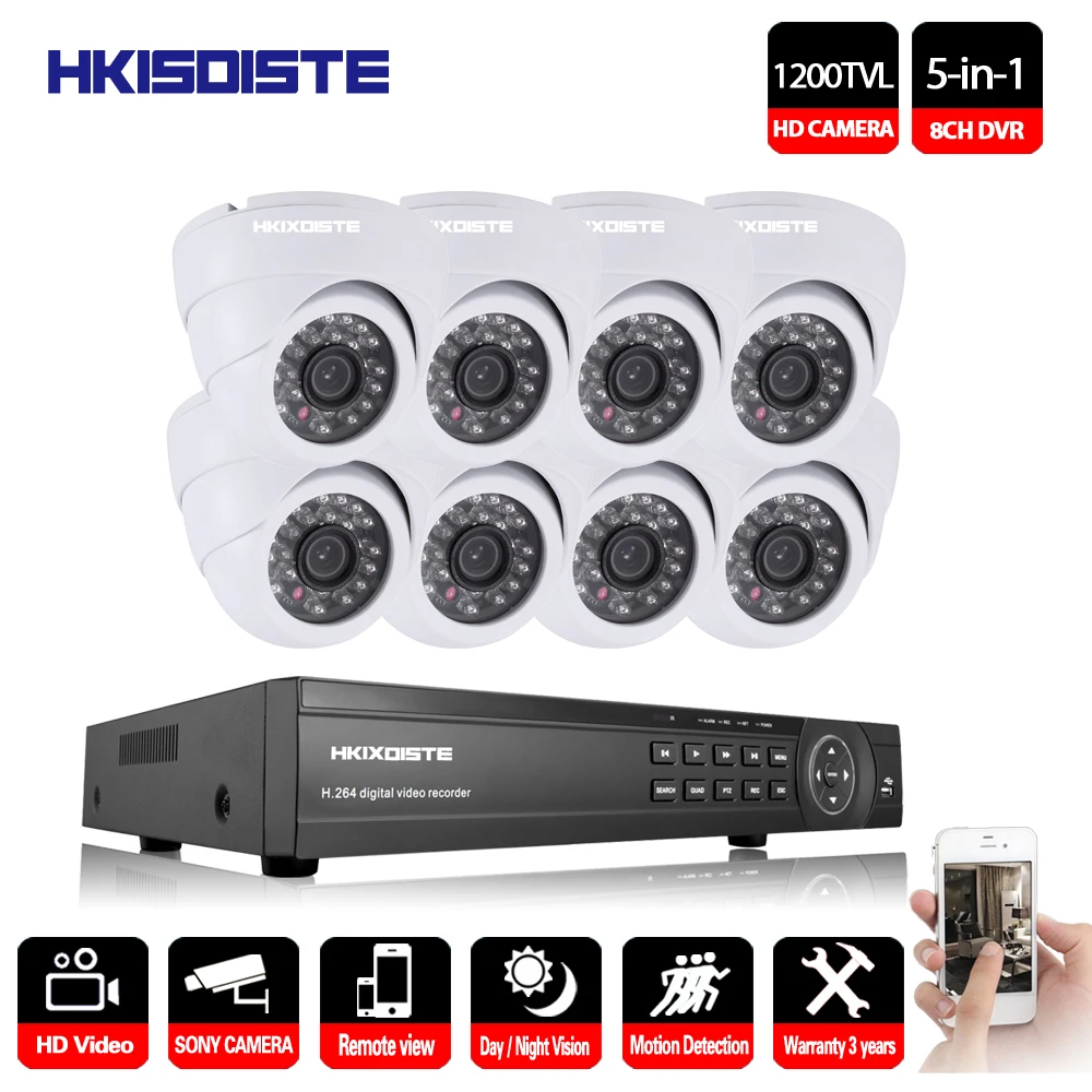 Купольная камера видеонаблюдения hkixdiche 8 каналов 1080P 1200TVL функция ночного видения