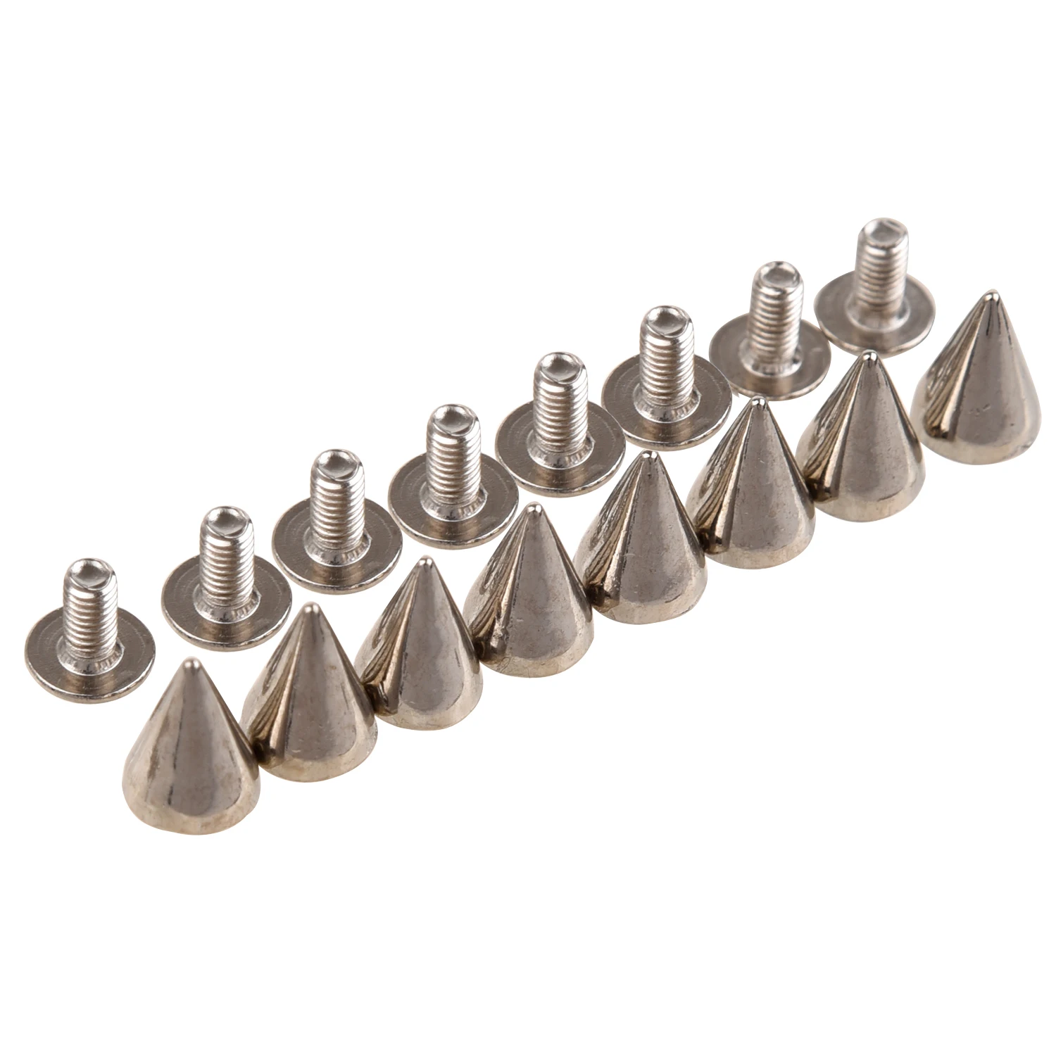 

100pcs/set 9.5mm Silver Cone Spikes Screwback Studs DIY Craft Cool Rivets Punk