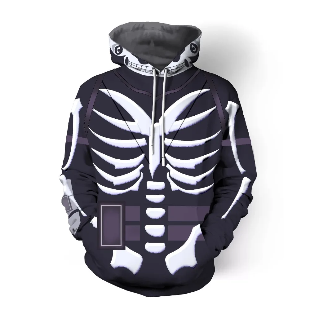 Игра Призрак Череп Скелет Косплей Костюм 3D печать толстовки на молнии для мужчин