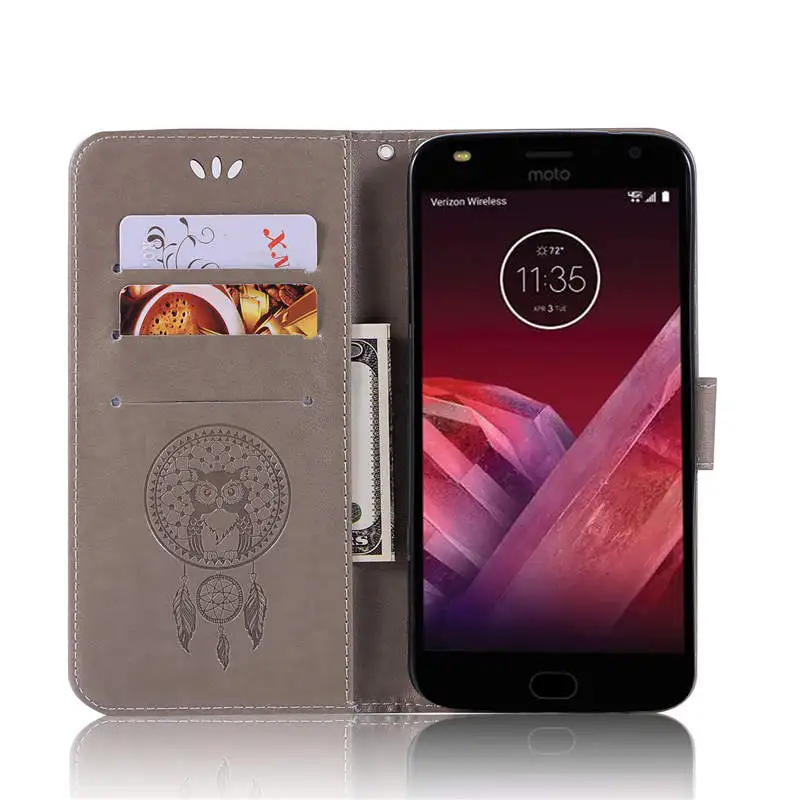 Рельефный чехол из искусственной кожи с изображением совы и птицы для Motorola MOTO Z Play