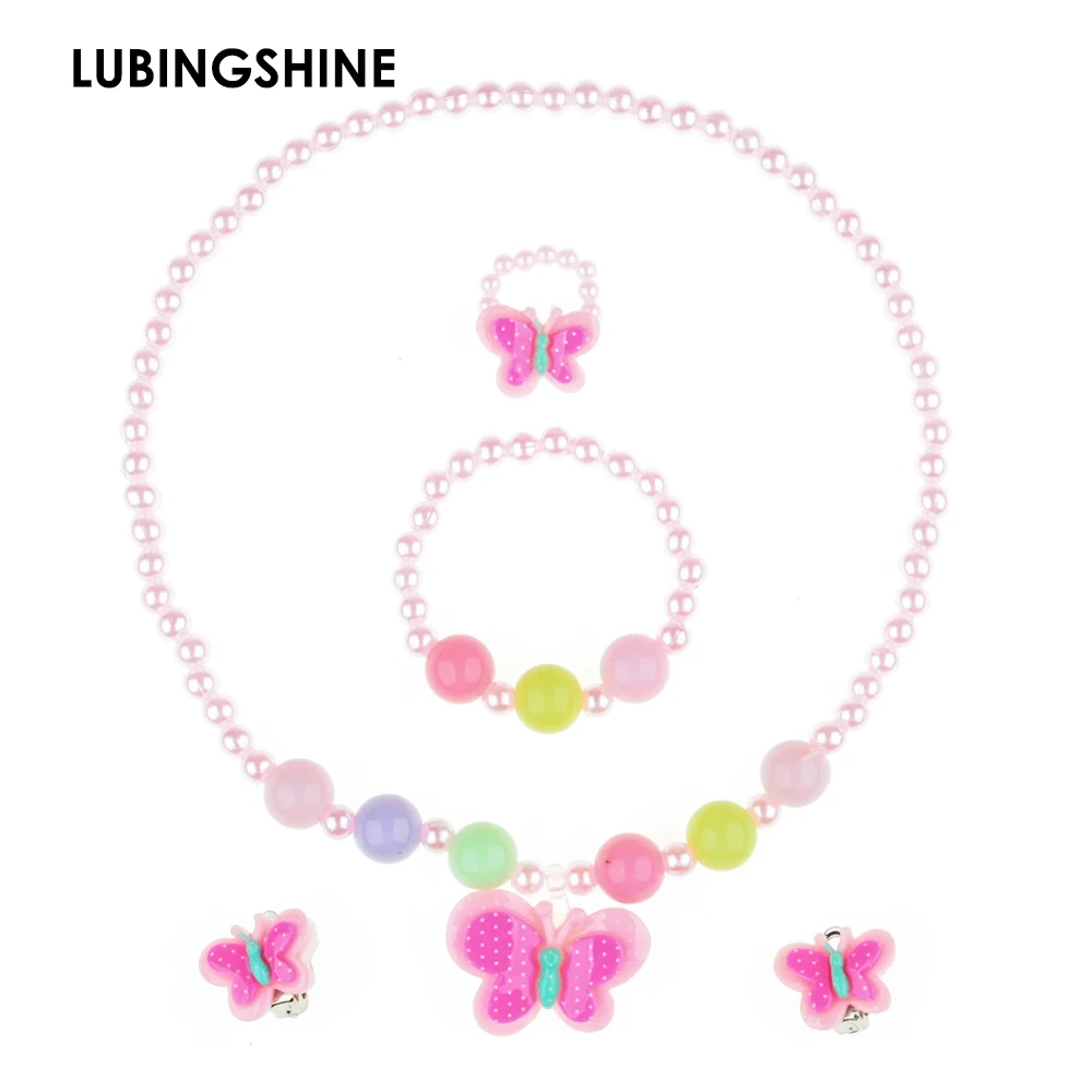 

Hypoallergenic Children Pretty Butterfly Jewelry Set Unicorn Butterfly Necklace Bracelet Ring Earrings Baby Kids Girls jewelry s