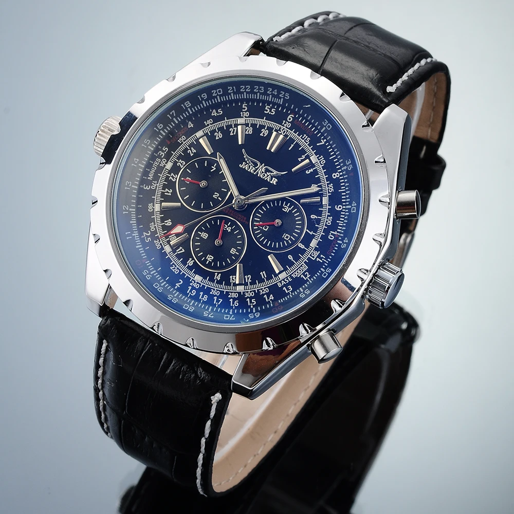 Мужские часы JARAGAR Relojes Hombre с поворотным циферблатом из нержавеющей стали