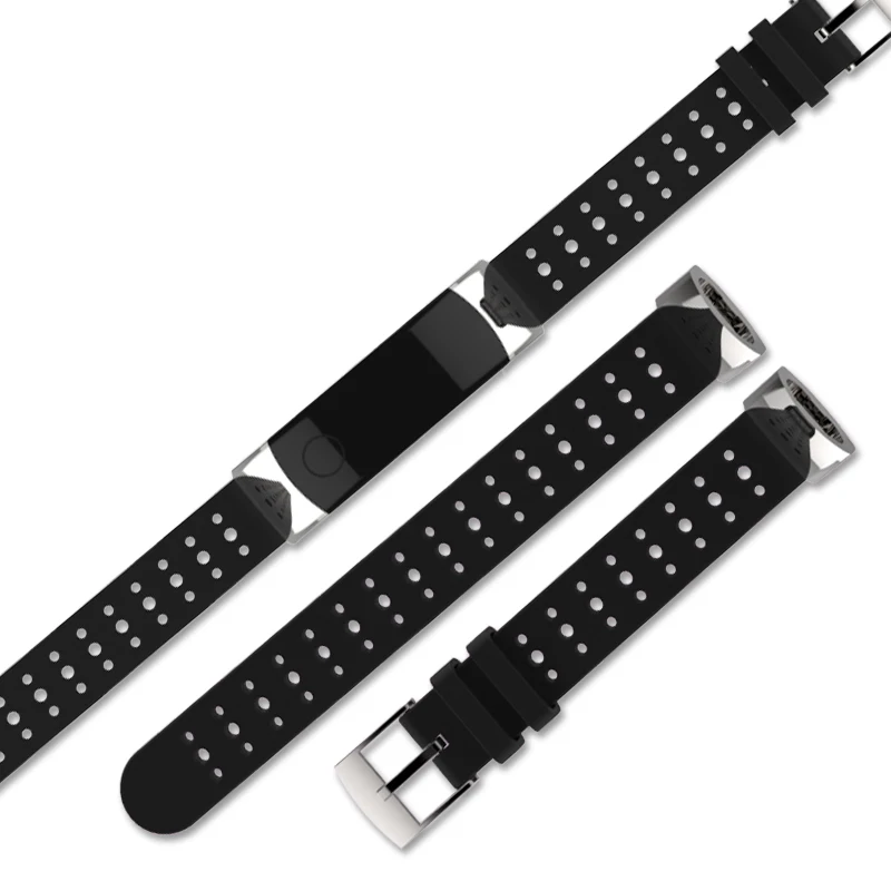 Black and Silver Mijobs ТПУ ремешок для Honor Band 3 фитнес-браслет на запястье для huawei Honor Band 3 Смарт-браслет аксессуары Pulseira - Цвет: Black and Silver