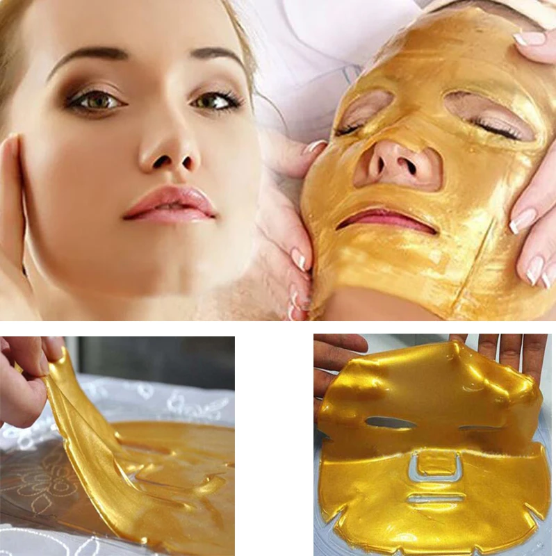 Sheet Mask Collagen Nourishing 24 K Gold Crystal Essence Whole Face for Moisturizing Skin Care Treatment Masks 60g/ 1PCS | Красота и