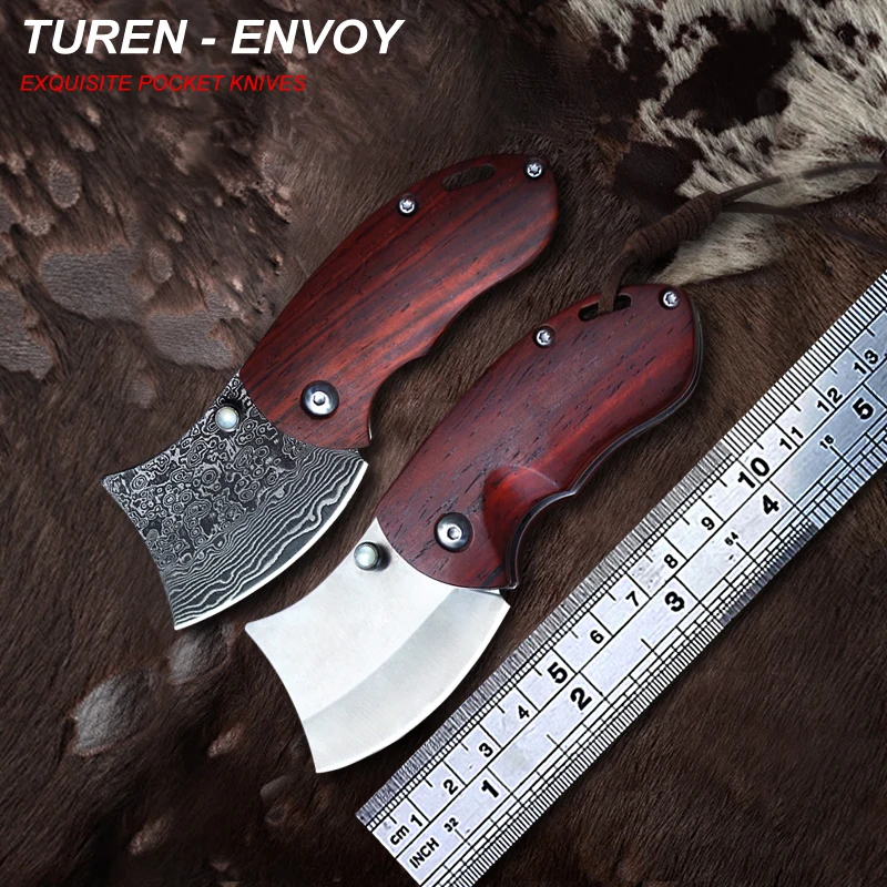TUREN Envoy 58 HRC ручная работа дамасская сталь/440 C стальное лезвие уличный карманный