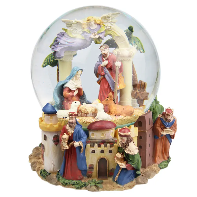 17*20 см Virgin Mary Manger рождественские снежные шары Хрустальная музыкальная шкатулка стеклянная украшение для дома рождественские подарки на год
