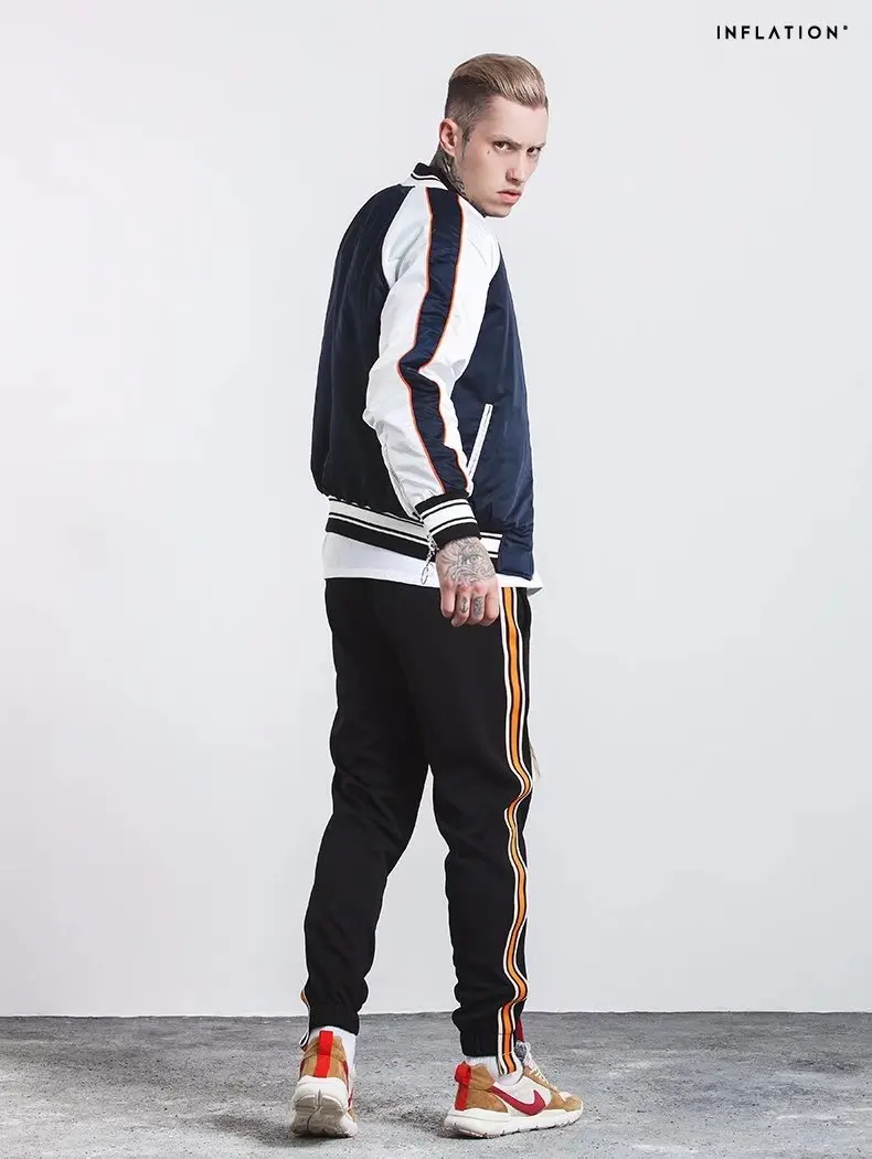 Новая осень 2017 Винтаж боковой полосой спортивная Брюки для девочек модные в