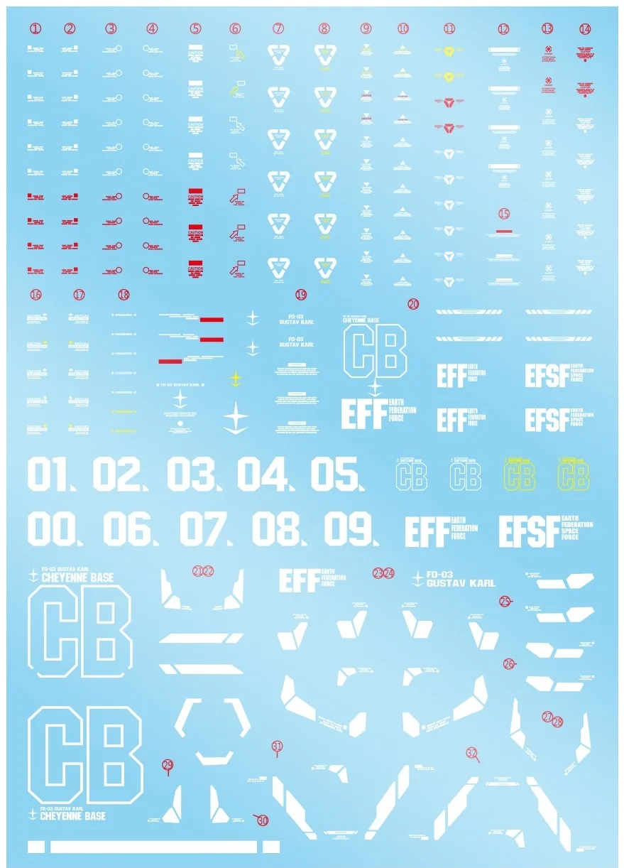 XY водная наклейка HGUC 1:144 FD 03 Густав Карл [Единорог вер.] Воина гундама