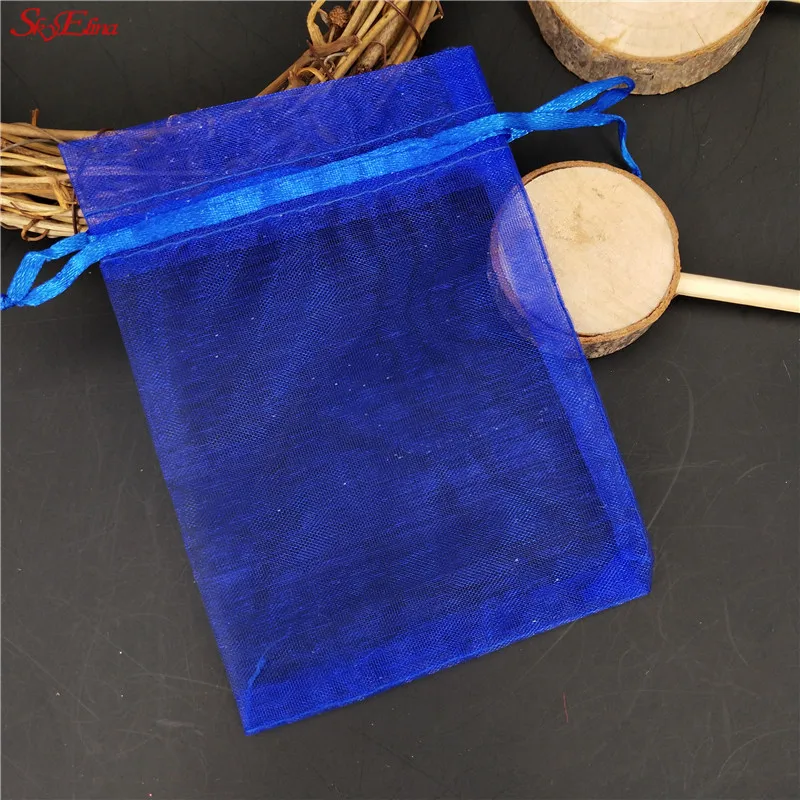 Royal blue 50 шт. 7*9 см Органза Прозрачная марлевая основа ювелирные сумки Тюль Ткань Свадебный подарок сумки Саше OrganzaGift сумка 6ZSH312 - Цвет: Royal blue