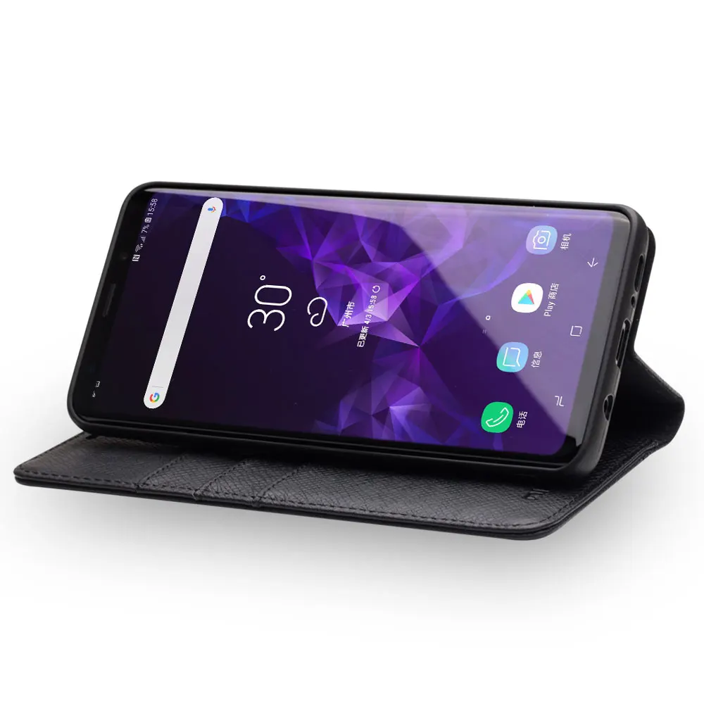 QIALINO Чехол книжка из натуральной кожи для Samsung Galaxy S9 модный роскошный чехол