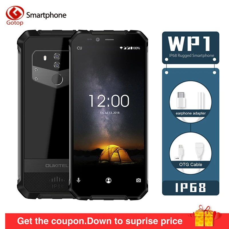 OUKITEL WP1 IP68 Водонепроницаемый Android 8 1 5 ''FHD Восьмиядерный 4 Гб ОЗУ 64 ПЗУ MTK6763 5000 мАч