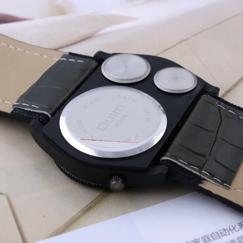 OULM Уникальный дизайн военный армейский зеленый циферблат Мужские кварцевые