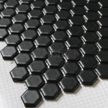 shipping free!! 23x23mm hexagon black Matt ceramic mosaic  bathroom mosaic tiles wall and floor mosaic tiles kitchen backsplash