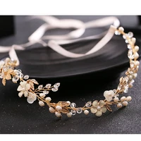 luxury bridal wedding hair accessories delicate alloy flower leaf crystal pearl headbands headdress tiaras women hair jewelry sl