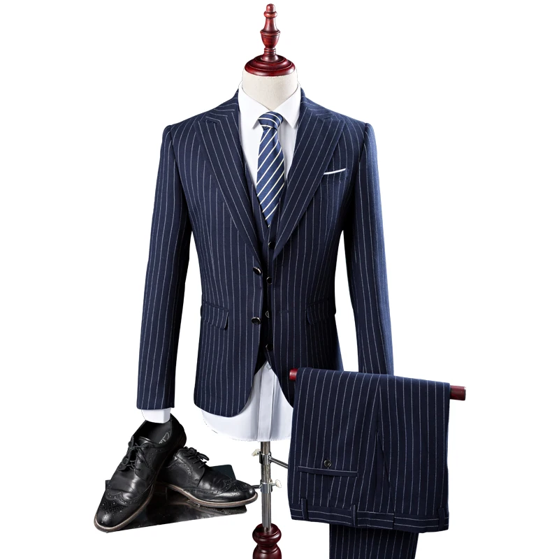 Пиджак + брюки жилет 2017 Новый стиль мужской костюм приталенный модный для отдыха