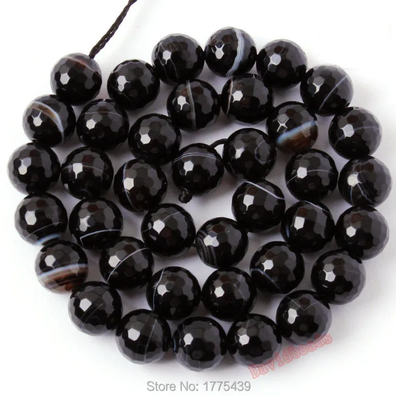 Круглые Бусины Из граненого камня с черной полоской 6 8 10 12 мм для