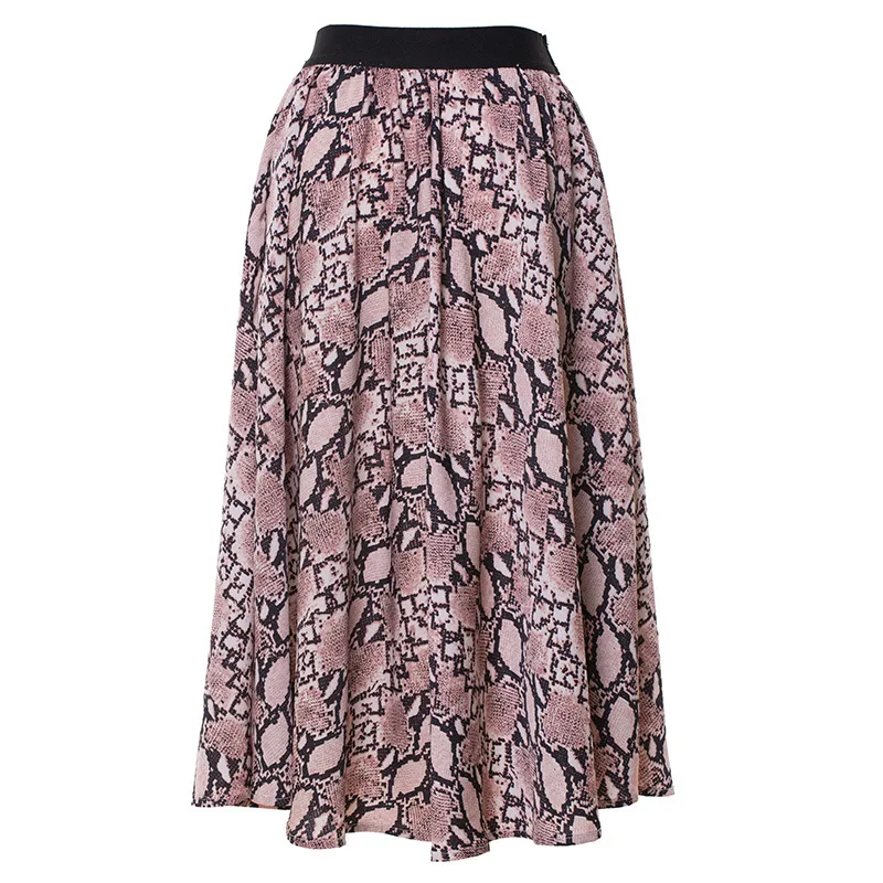 Женская винтажная Юбка-миди со змеиным принтом плиссированная юбка А-силуэта с