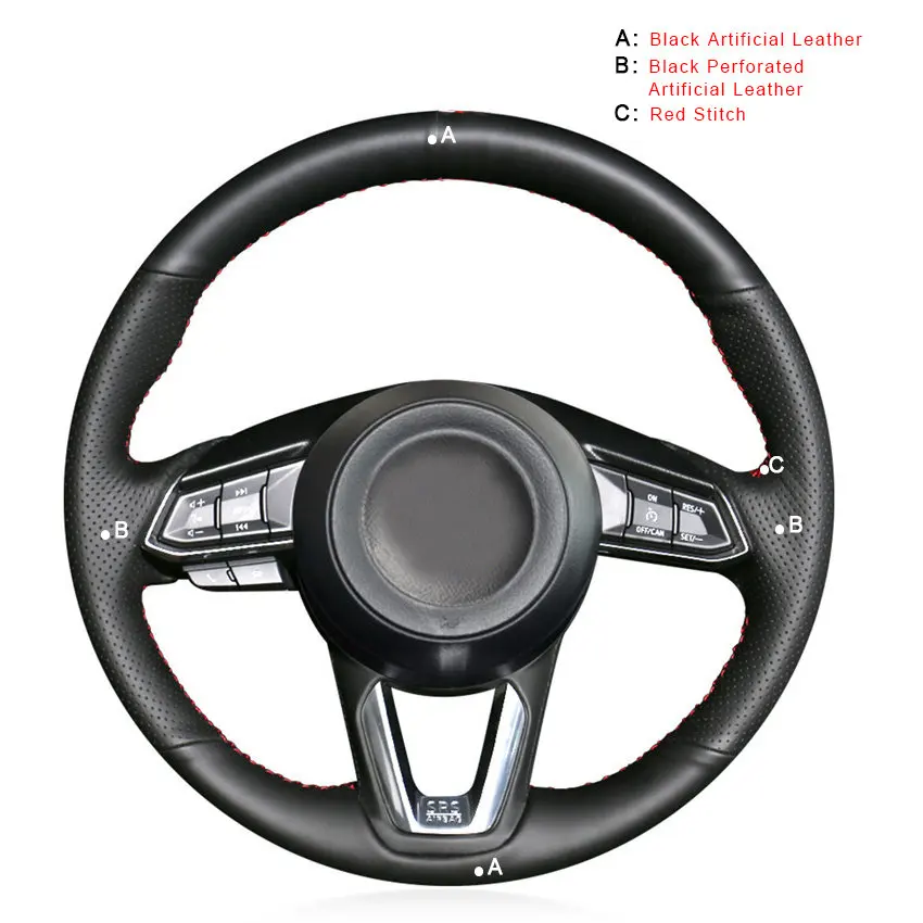 Artificial Leather Оплетка автомобиля на крышке рулевого колеса для Mazda 3 Axela Mazda 6 Atenza CX-3- CX-5- CX-9 для Toyota Yaris - Название цвета: Artificial Leather