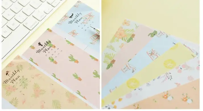 Цветочный ежемесячный планировщик 22*31 см DIY месяц план Бумажная книга 60P