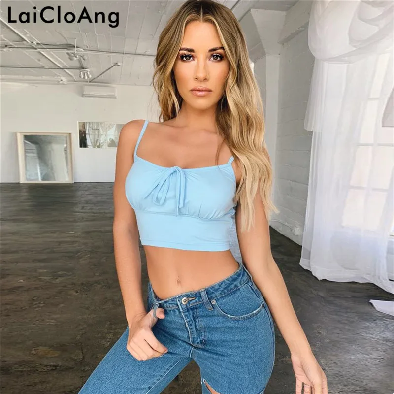 LaiCloAng тонкий летний женский топ на бретельках с открытой спиной сексуальный
