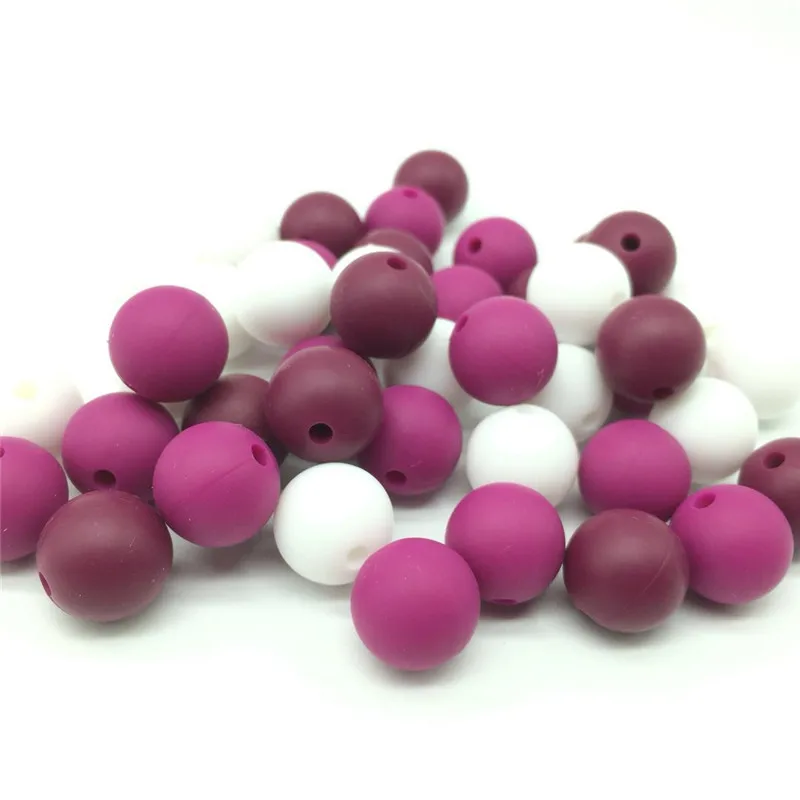 Wine French Plum Mix 40 шт. винные французские сливы комбо 12 мм круглые Прорезыватели Beads BPA Free Baby Mordedor Perles силиконовые стоматологические для изготовления ожерелья - Цвет: Wine French Plum Mix