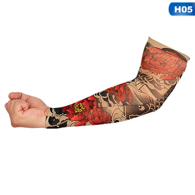 1PC Cycling Sports Tattoo Sleeves Cool Arm Sleeves Cycling Running Arm Warmer Sport Elastic Oversleeve Arm Warmers
