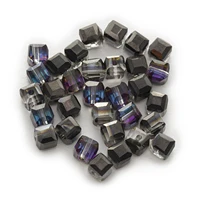 50 piece black gun plated cut faceted crystal glass square beads for handmade bracelet necklaces diy jewelry making 4 8mm