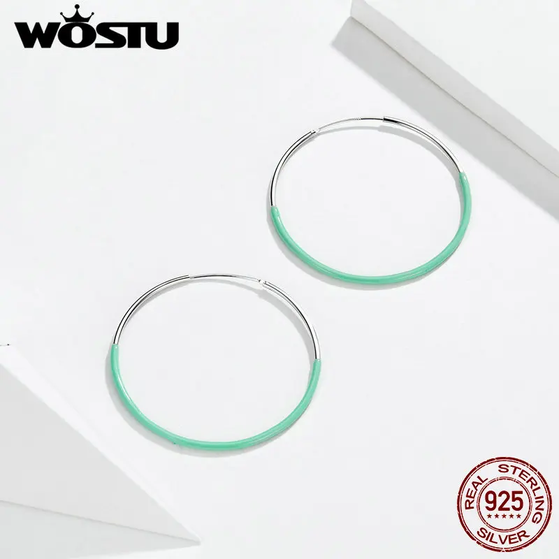 WOSTU, дизайн, простые синие серьги с клипсой для ушей,, настоящее 925 пробы, серебряные серьги для женщин, хит, модные ювелирные изделия, подарок, DAE141