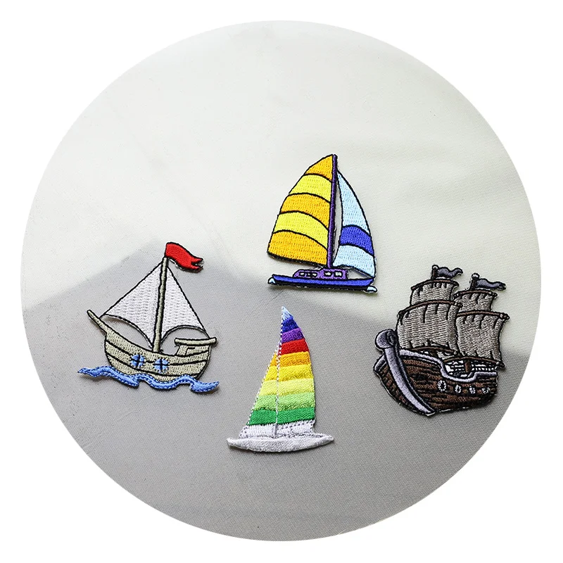 Тканевые наклейки с парусником вышивка маленькая нашивка тип парусника
