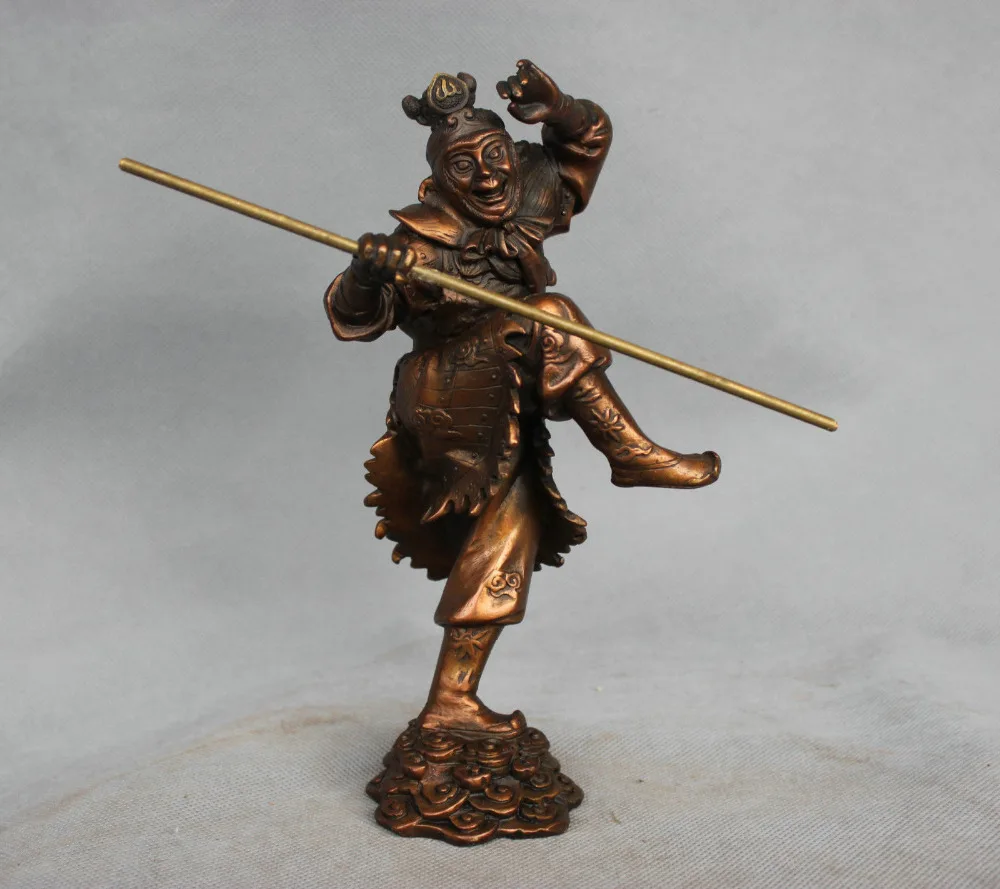 8 &quotКитайская мифология бронзовая Sun Wukong Monkey King Hold Stick статуя|statue|statue bronzestatue china |