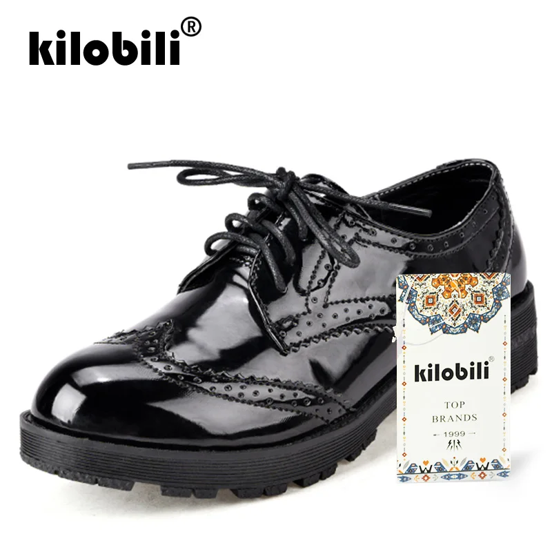 Kilobili/2019 весенние женские туфли оксфорды с перфорацией типа броги лодочки на