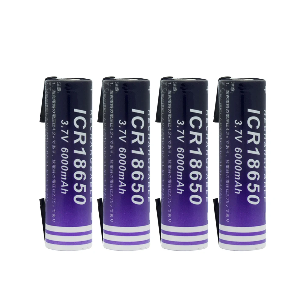 4 PCS 18650 литий-ионная батарея 6000mAh 3,7 V Паяные батареи для отверток высокий ток+ DIY никель для дистанционного управления фонарик - Цвет: 4 PCS