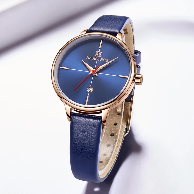 NAVIFORCE женские часы модные синие кварцевые Топ бренд Роскошные Водонепроницаемые