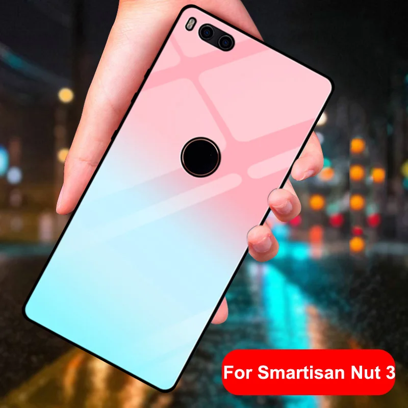 Чехол для смартфона Smartisan Nut 3 Nut3, одноцветное закаленное стекло, чехол для телефона, чехол для смартфона Smartisan Nut U3, OC105 OC106, градиентная стеклянная оболочка