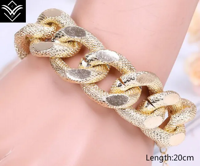 Модный Блестящий широкий браслет цепи | Украшения и аксессуары