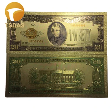 1928 year 20 USD 10 шт./лот Золотая банкнота США 1 миллион долларов банкноты в 24K позолоченные цветные для коллекционного подарка - Цвет: 1928 year 20 USD