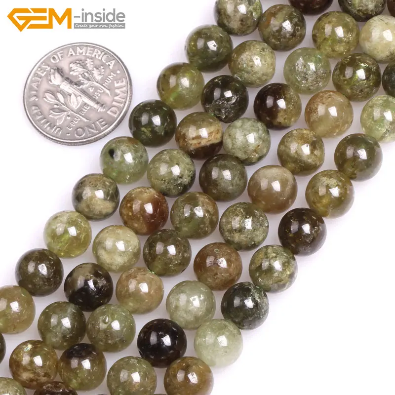 Натуральные Круглые Гладкие бусины из зеленого Tsavorite с внутренним драгоценным