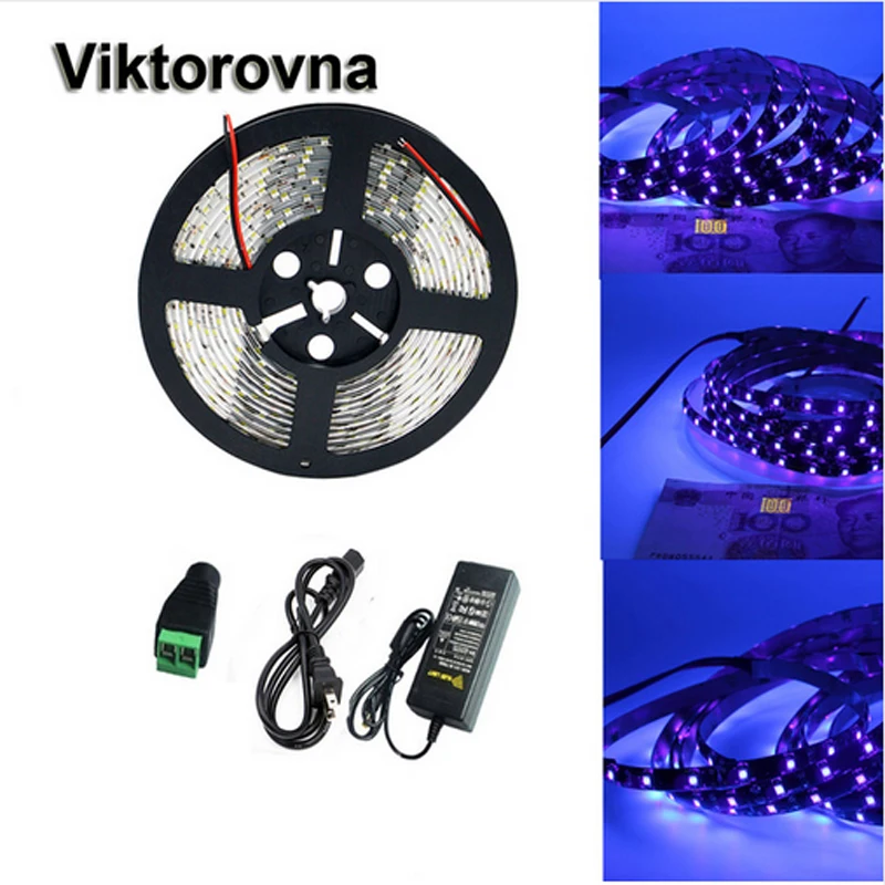УФ 395 405nm Светодиодная лента черный свет 5050 3528 SMD ультрафиолетовая
