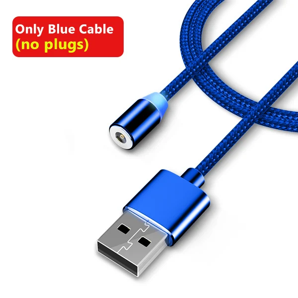 NOHON 3 в 1 быстрый Магнитный зарядный кабель светодиодный 8-контактный Micro usb type C для iPhone X 7 8 6 Xiaomi 4 магнитные кабели для зарядки - Цвет: Blue cable no plug