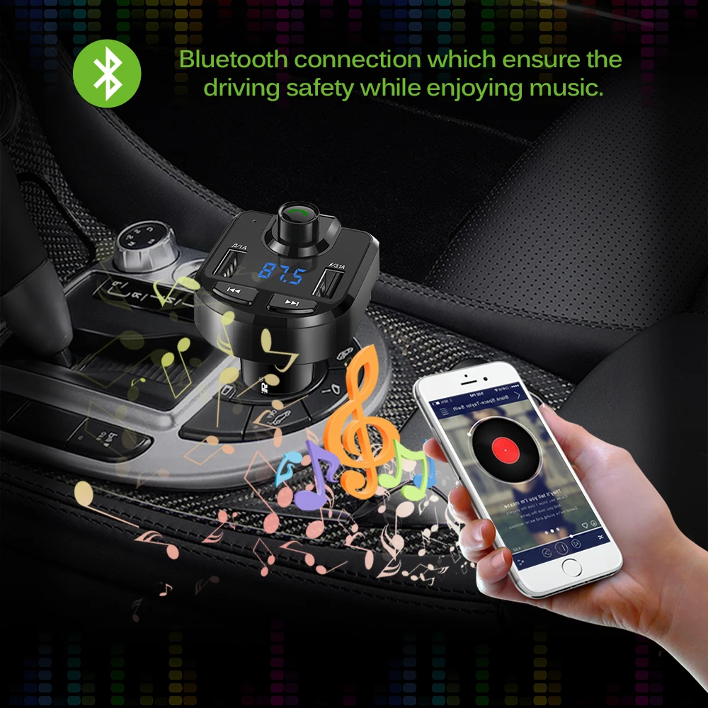 Автомобильный FM-трансмиттер Onever с двумя USB-портами и поддержкой Bluetooth 4 0 |