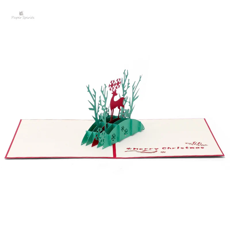 Бумажные открытки SPIRITZ с надписью &quotMerry Christmas&quot 3D лазерная вырезка бумажная