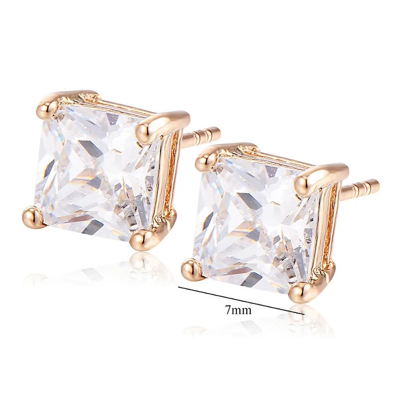 Модные ювелирные изделия 18 Позолоченные прозрачные фианиты Квадратные