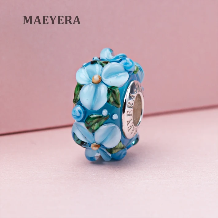 MAEYERA подлинное 925 пробы серебро светильник синий стерео лепестки из муранского