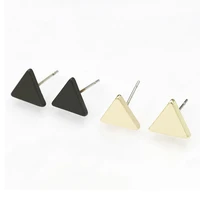 simple style geometric triangle little alloy women piercing stud earrings golden silver plated black