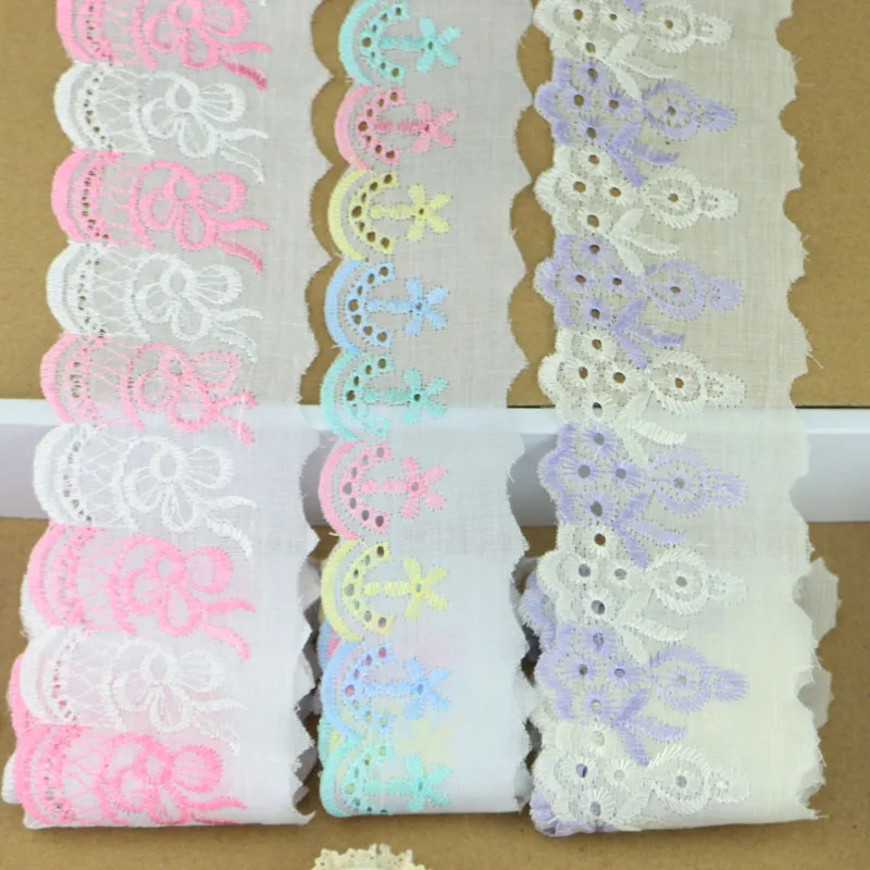 

10yards/lot About 2-7CM Colored cotton embroidery lace DIT handmade materials garment accessories