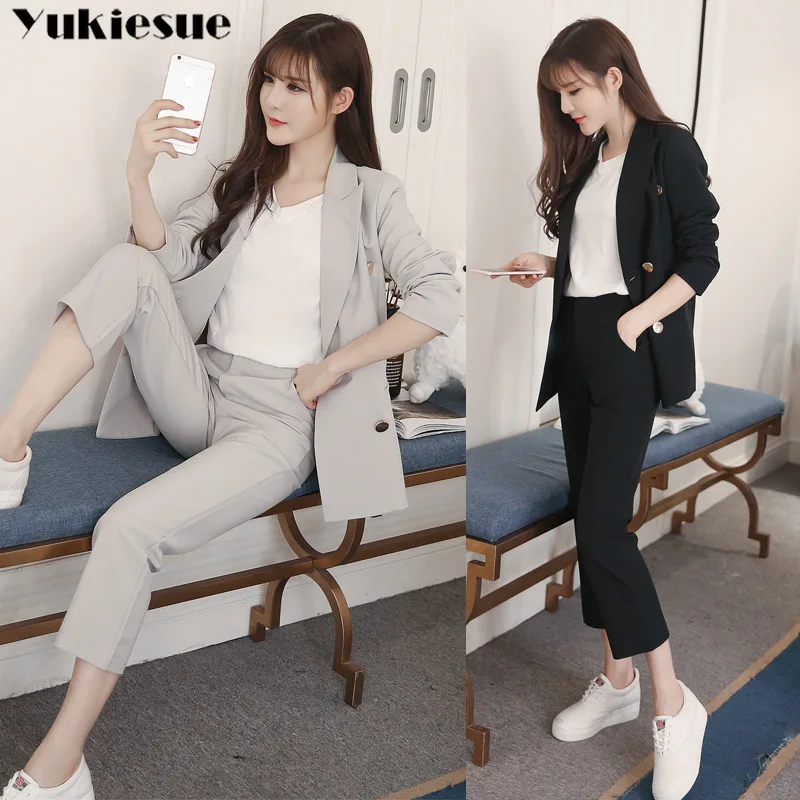 2018 Winter Women's Pants Suit ladies office lady business suits trouser blazer for female jacket costume suit Office Uniform |