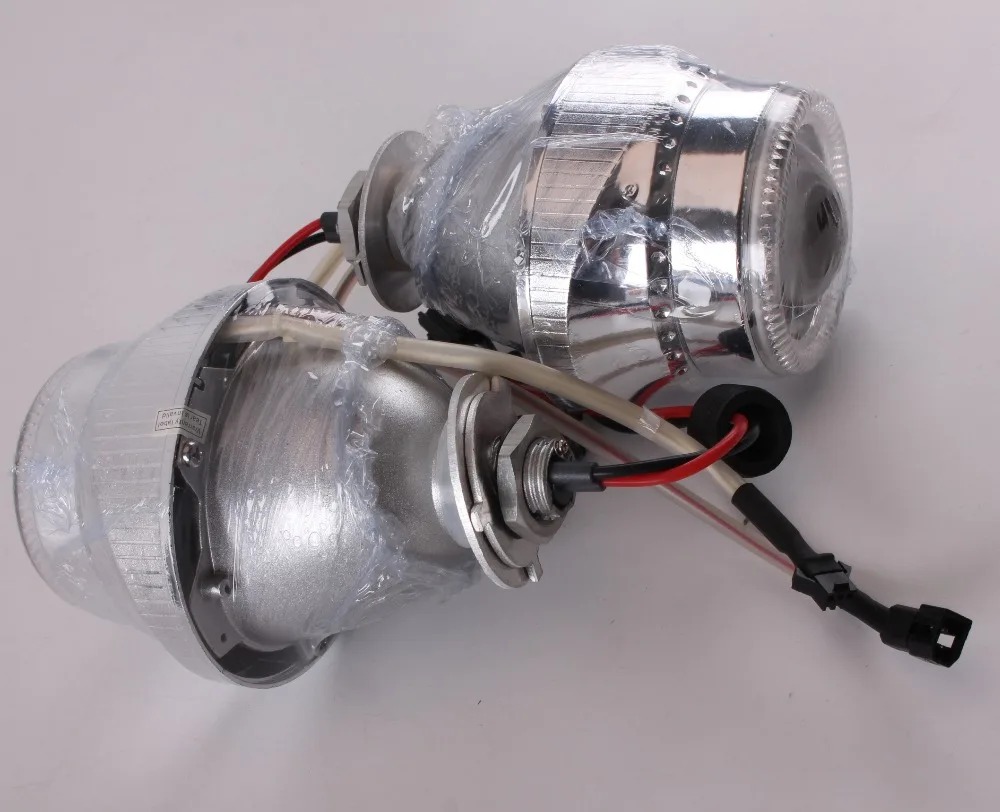 2 шт. HID объектив проектора фары 12 V 35 W 3400LM H7 H4 9006 Маленький Набор Сменные светодиодные лампы для автомобиля фары линзы с ангельские глазки