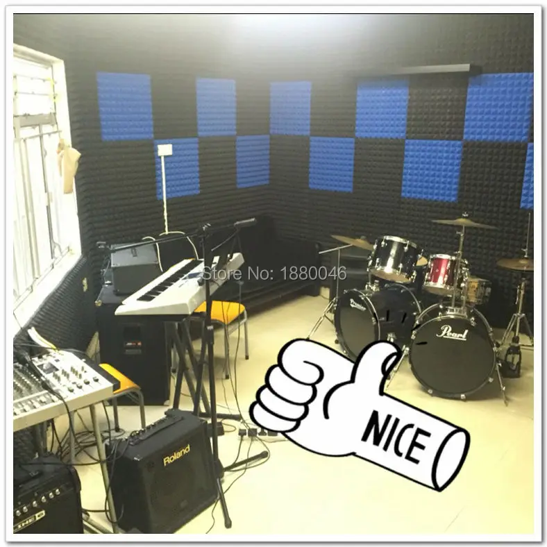 High Quality New Blue Color acoustic foam pyramid studio sound panel 20pcs 50*50*5cm In stock | Дом и сад