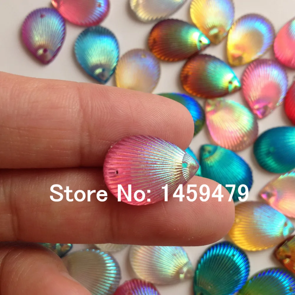Fashion flash Loose Beads New Product Resin Rhinestones Mix Color AB 100pcs 13X18mm Drop Water Shell Sewing Accessories | Дом и сад