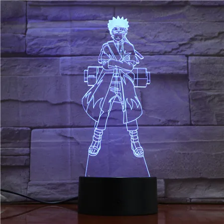 7 Colors Change 3D Led Visual Naruto Modelling Anime Figure Night Light Kid Touch Button Usb Table Lamp Home Decor Lighting Gift | Лампы и